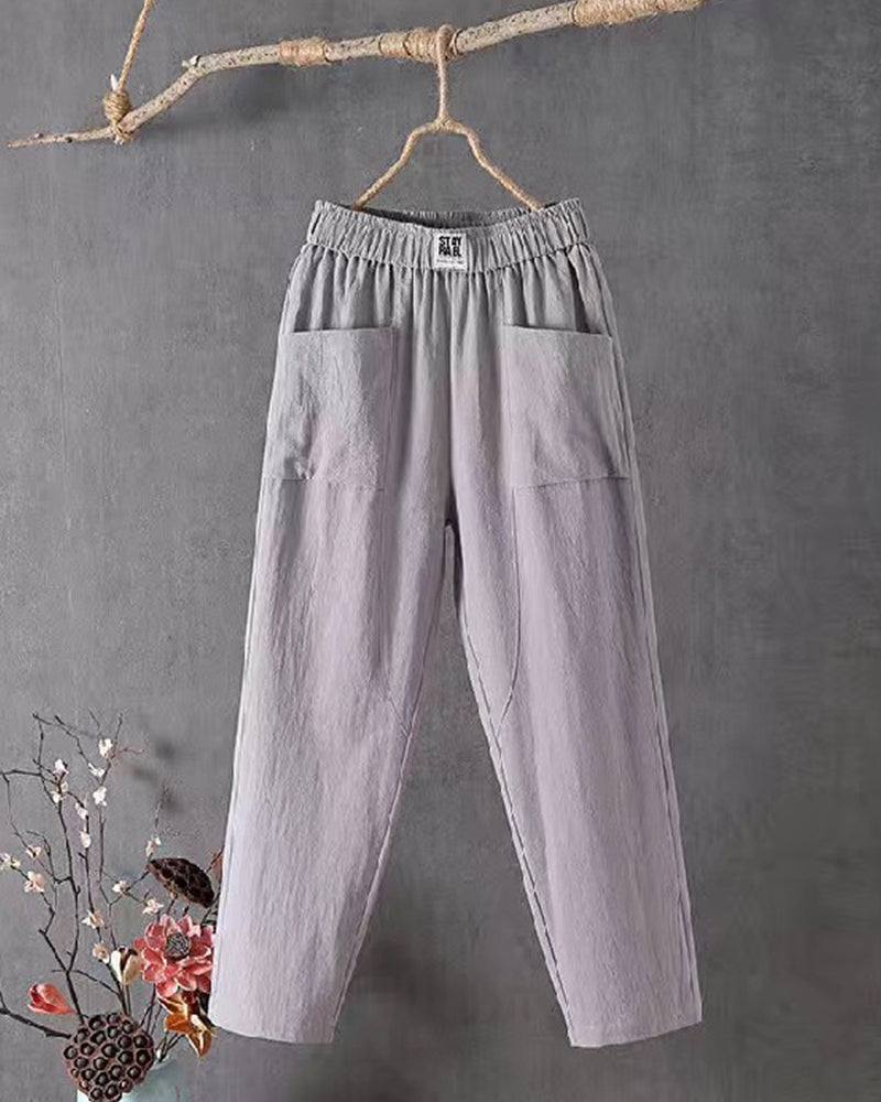 Pantaloni Donna Vestibilità Regolare Tessuto Leggero