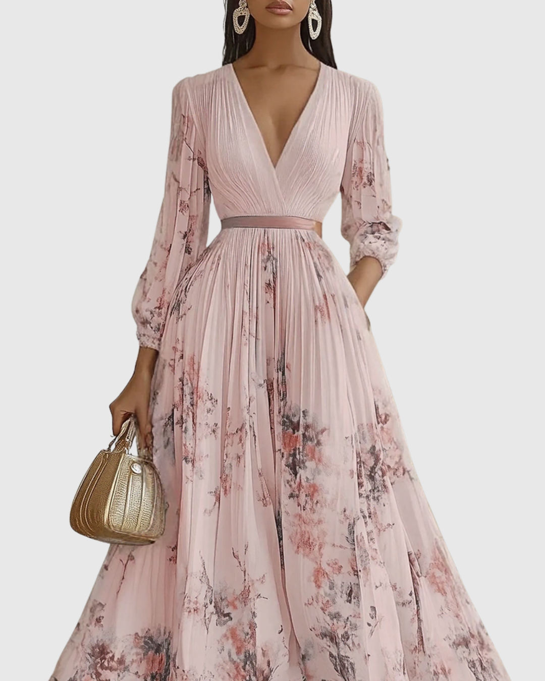 Abito Maxi Donna Plissettato Linea Allungante Movimento Fluido