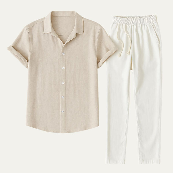 Set Estivo Uomo Pantaloni in Lino Stile Classico