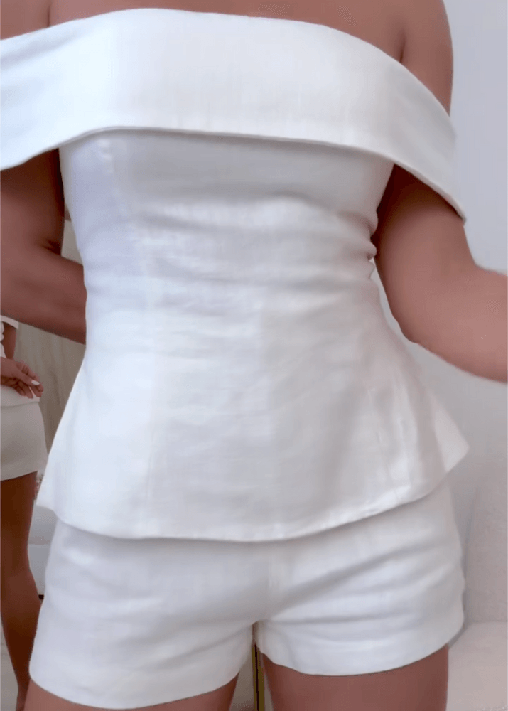 Completo Donna Due Pezzi Cotone Lino Abito Elegante Leggero