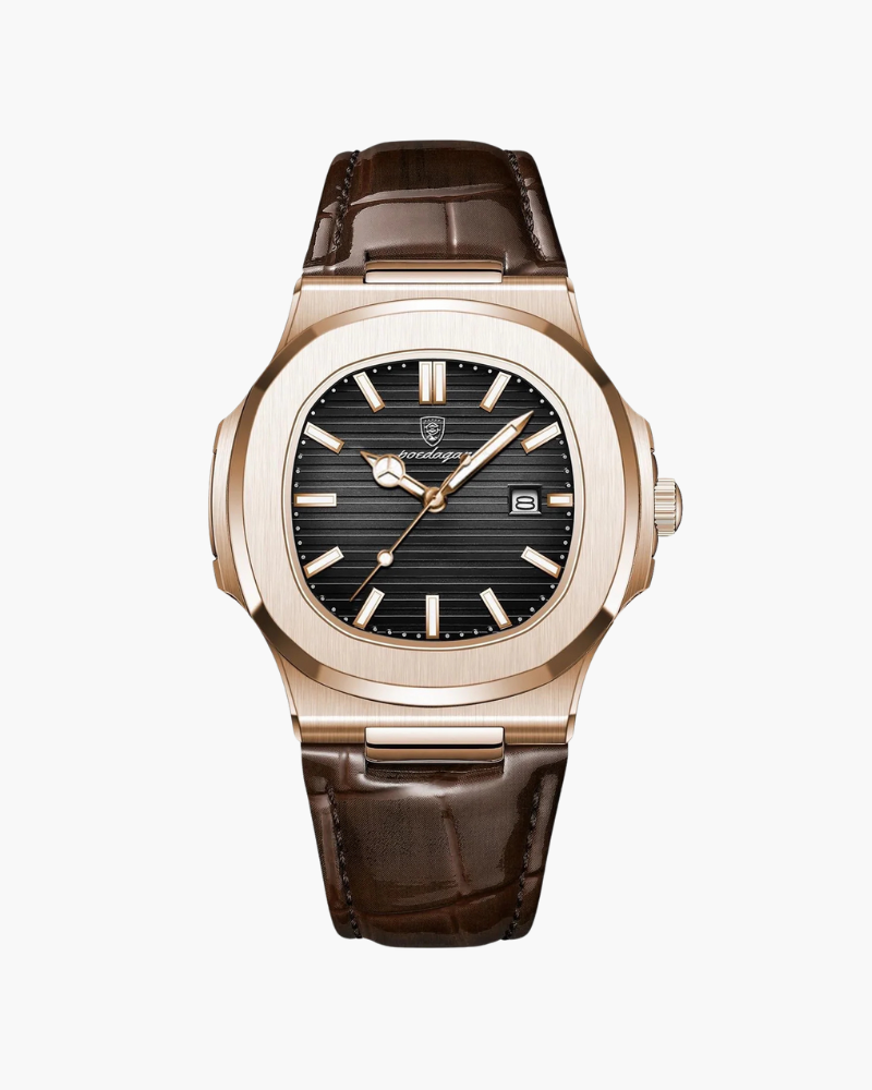 Orologio Uomo Acciaio Cinturino Pelle Stile Quotidiano