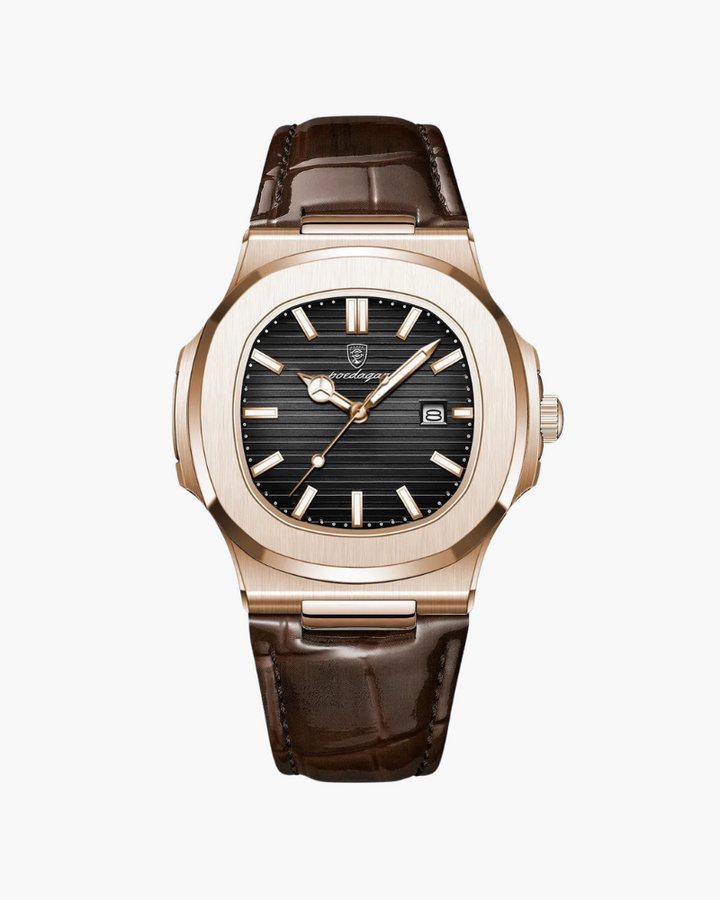 Orologio Uomo Acciaio Cinturino Pelle Stile Quotidiano