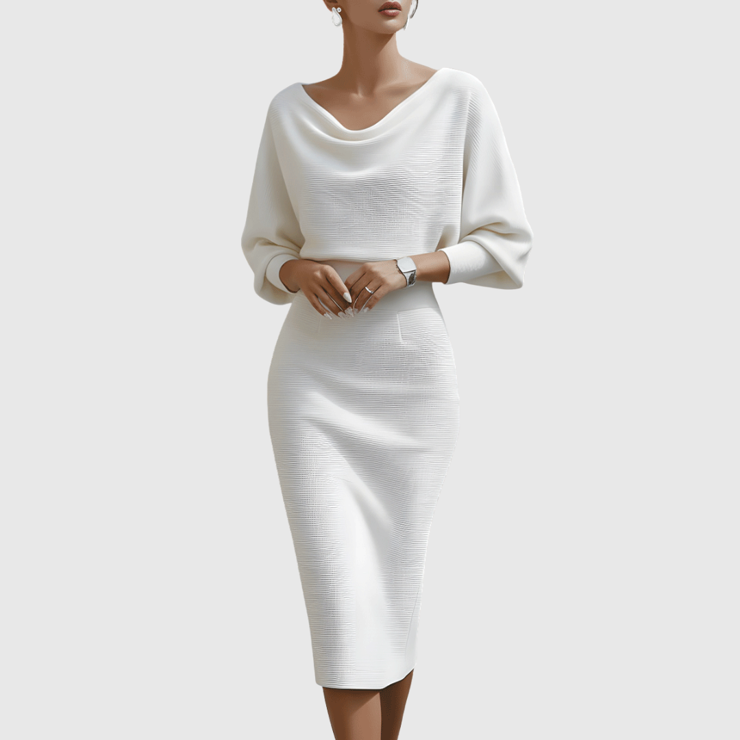 Abito Midi Donna Maniche a Pipistrello Drappeggiate - Vesarelli