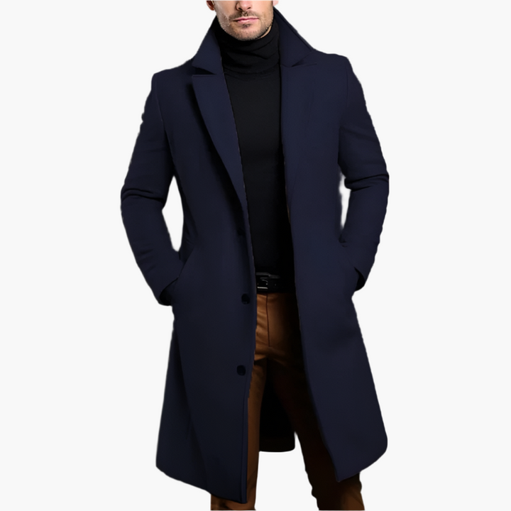 Cappotto Uomo Monopetto Misto Lana Stile Classico Invernale