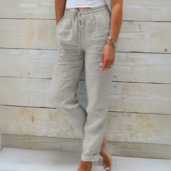 Pantaloni Donna in Lino Leggeri Traspiranti Vestibilità Comoda