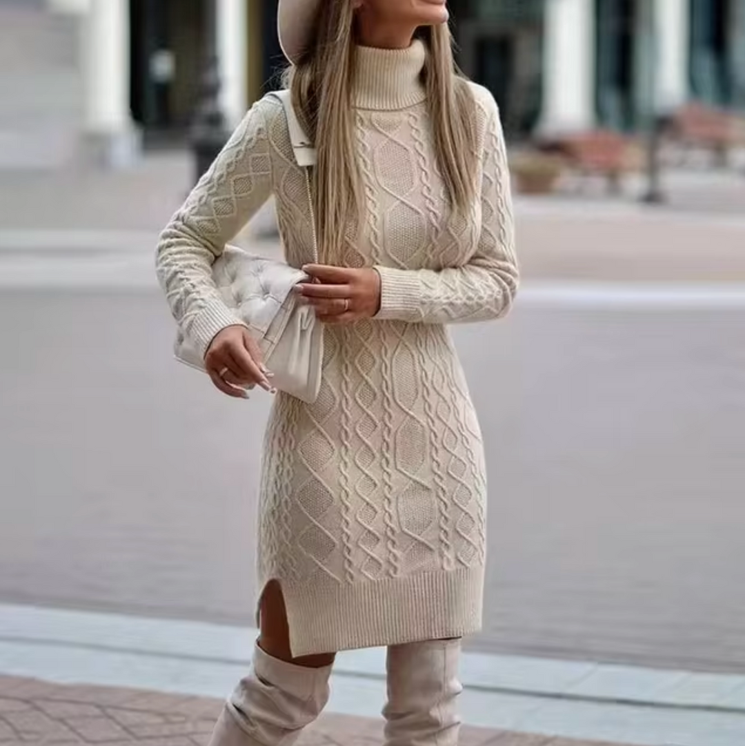 Abito Midi Donna in Maglia Maniche Lunghe