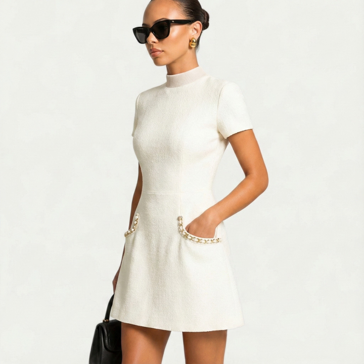 Minigonna Donna con Bordi Decorativi in Perle Slim
