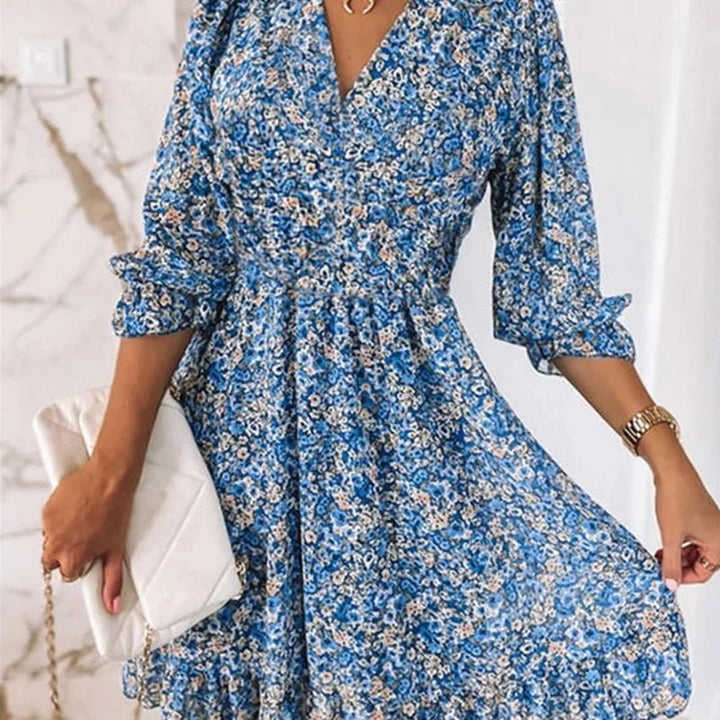 Abito Donna Floreale Cotone Stile Casual Manica Corta