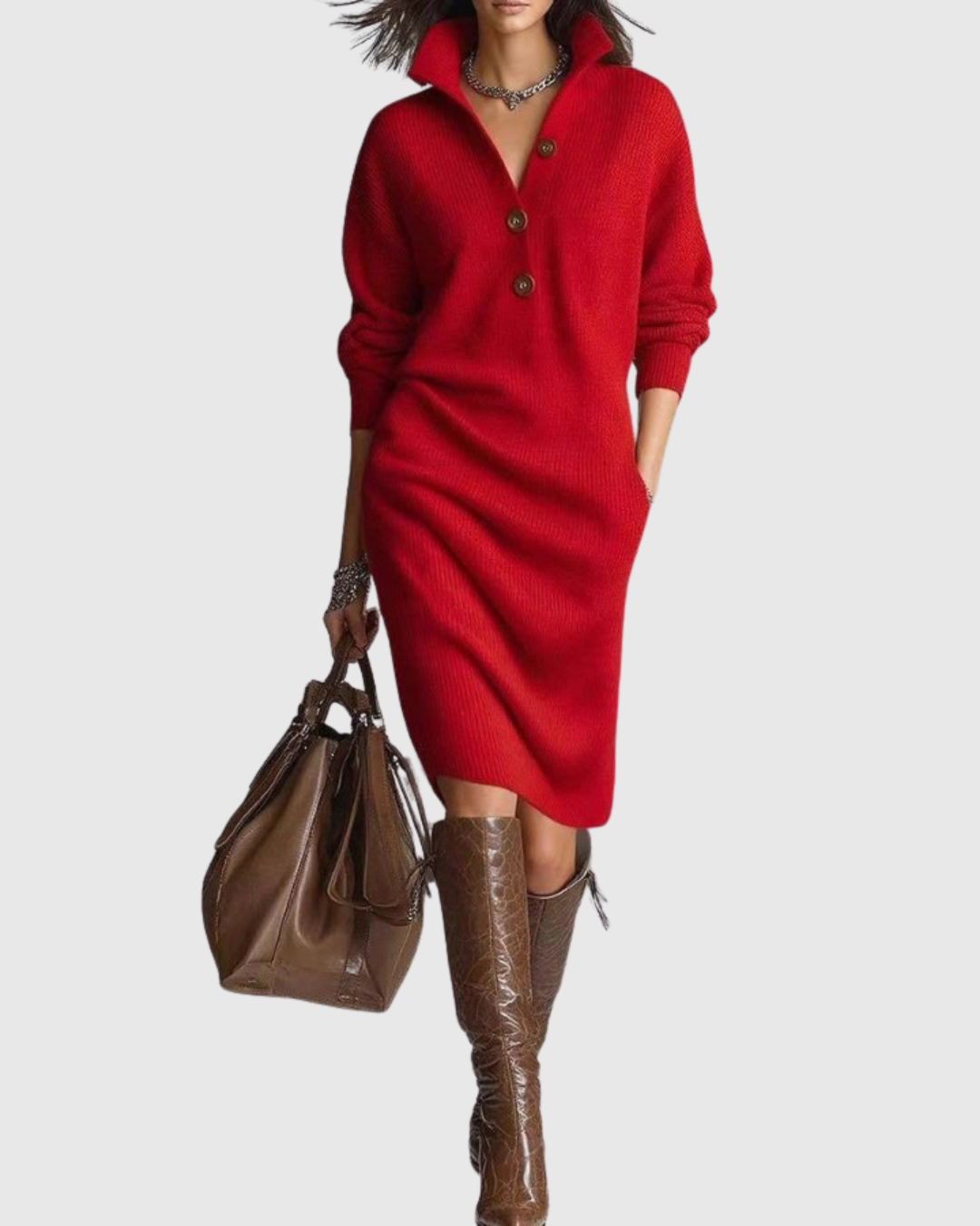 Abito Midi Donna in Maglia Lana Calore Naturale Avvolgente