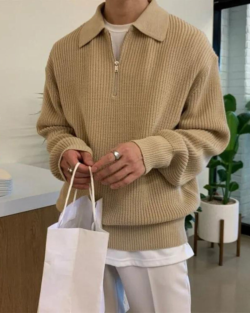 Maglione Uomo Mezza Zip Lana Morbido Classico