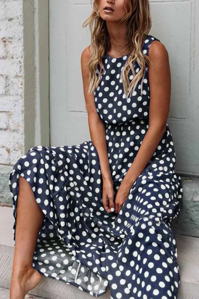 Abito Maxi Donna Stile Vintage Tessuto Leggero Estivo