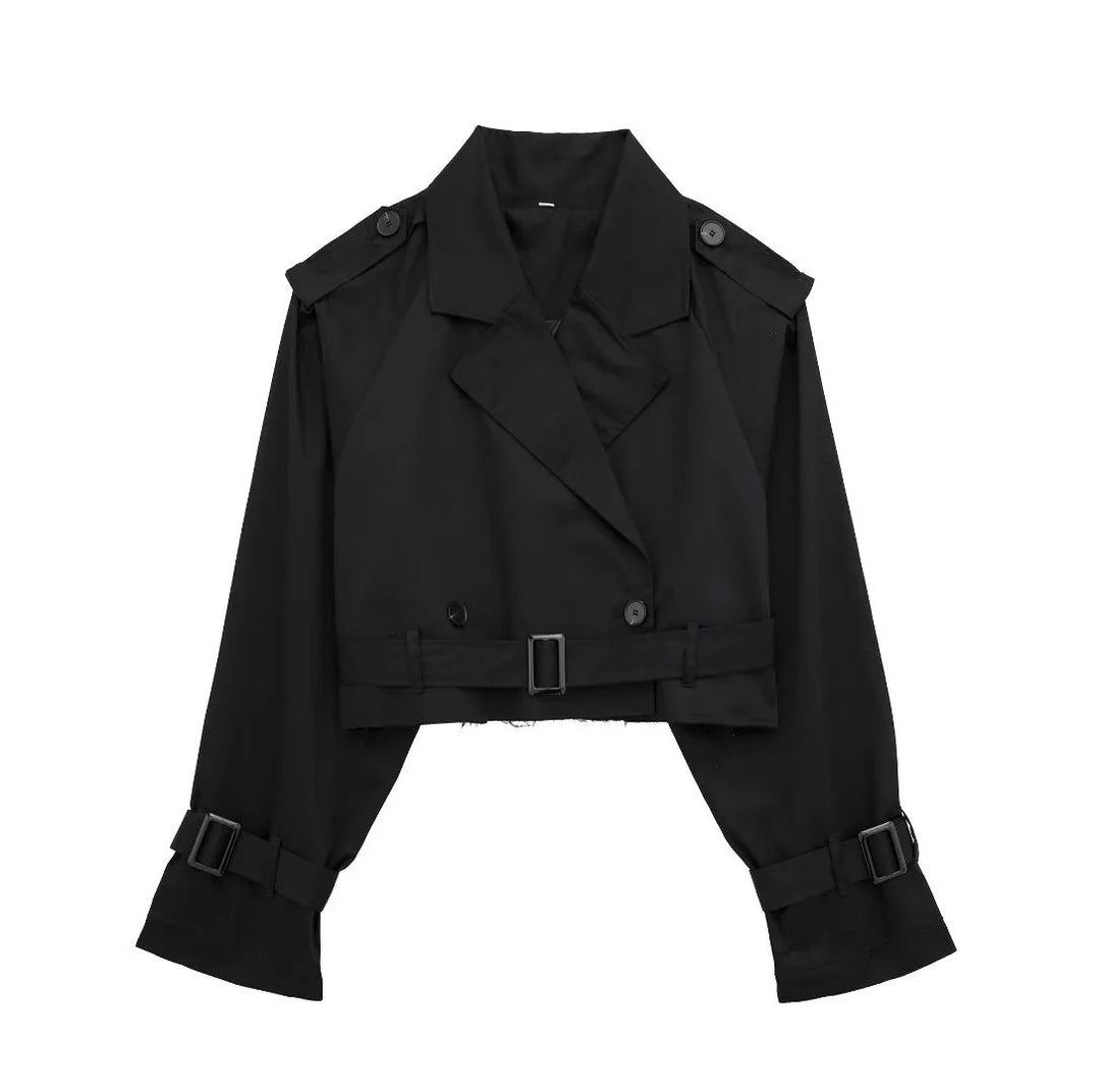 Trench Donna Doppiopetto Corto con Cintura Classico