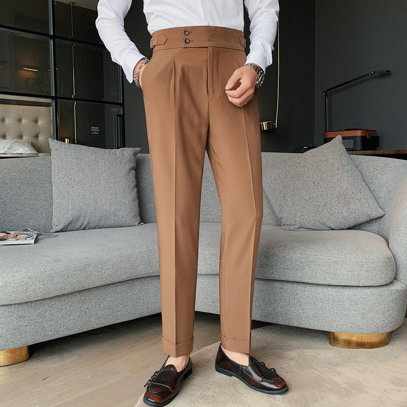 Pantaloni Uomo Eleganti Tessuto Traspirante Slim Fit