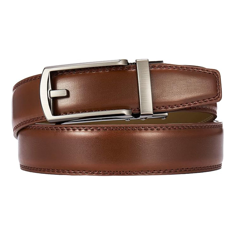 Cintura Uomo in Pelle con Chiusura a Cricchetto Regolabile Casual