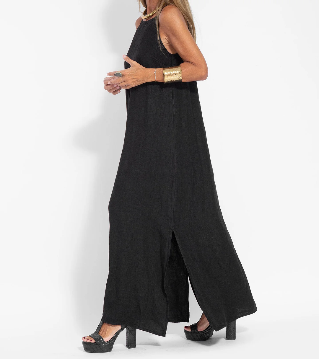 Abito Maxi Donna Scollo All’americana Stile Casual Chic