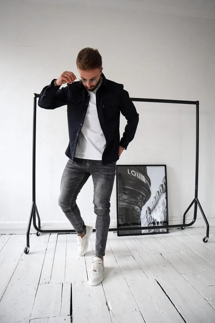 Camicia Uomo Bottoni Eleganti Tessuto Morbido Classica