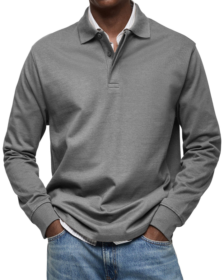 Polo Uomo Maniche Lunghe Stile Casual