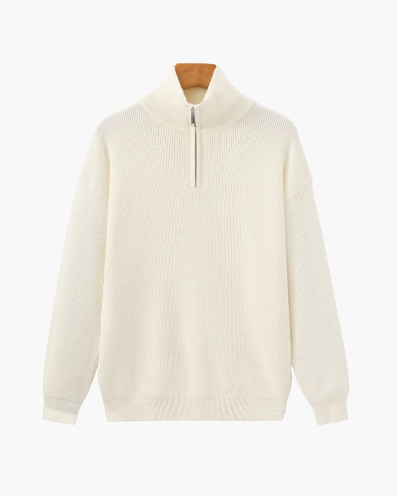Pullover Uomo Mezzo Zip Maglia Tecnica Strutturata