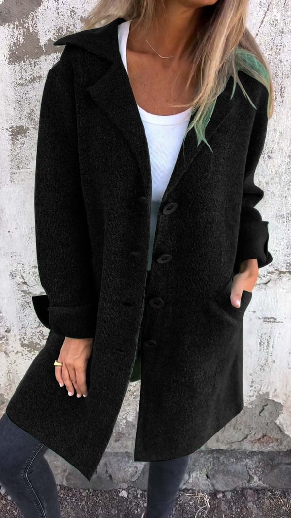 Giacca Donna Oversize in Tweed Collo con Revers e Bottoni