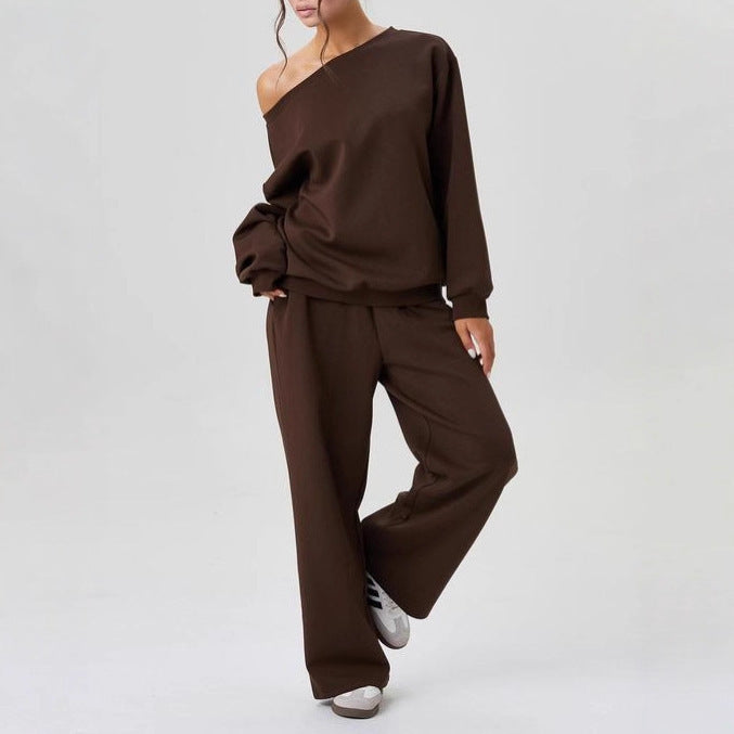 Set Due Pezzi Donna Casual Tessuto Morbido Spalle Scoperte