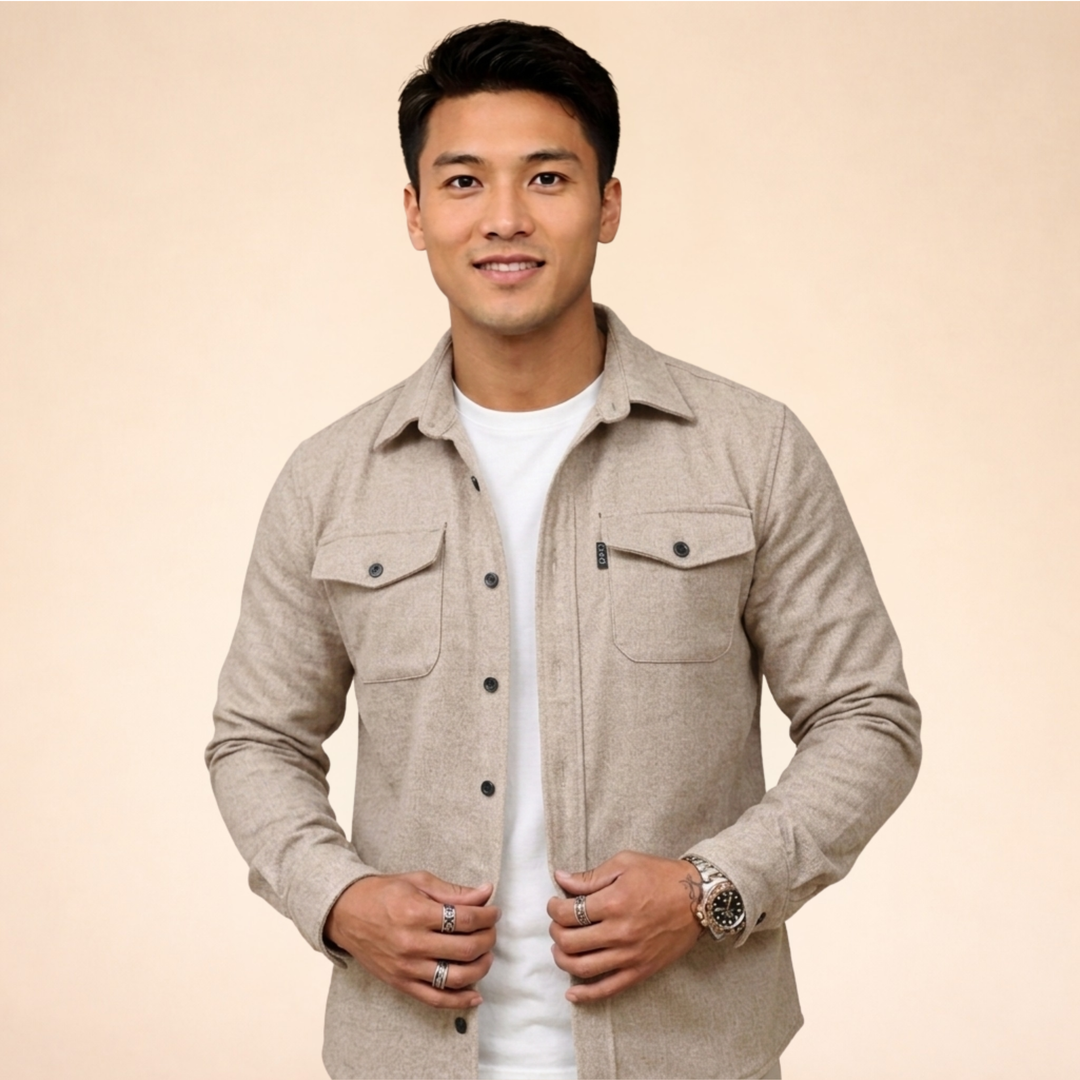 Camicia Giacca Uomo Tessuto Traspirante Slim Fit