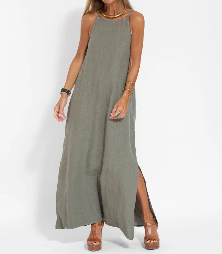 Abito Maxi Donna Scollo All’americana Stile Casual Chic