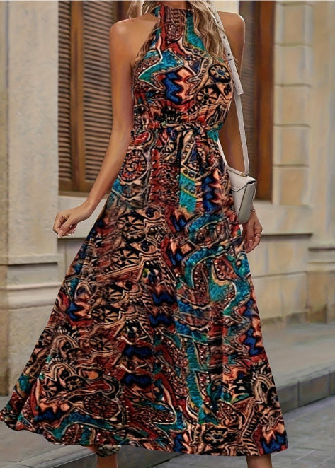 Abito Maxi Donna Estivo Scollo a Cavezza Leggero