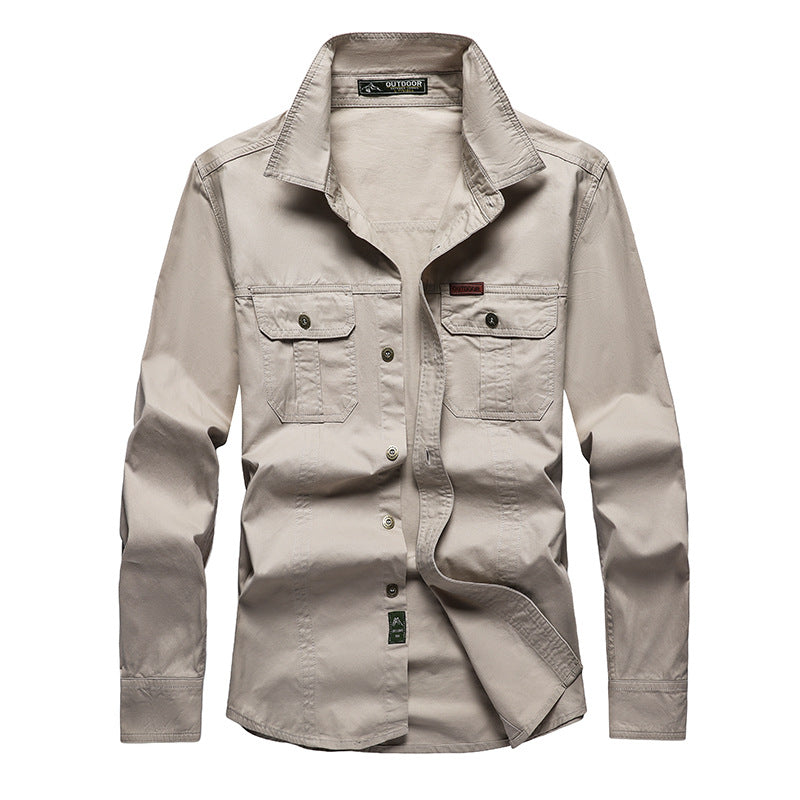 Camicia Cargo Uomo Maniche Lunghe Tessuto Resistente Vestibilità