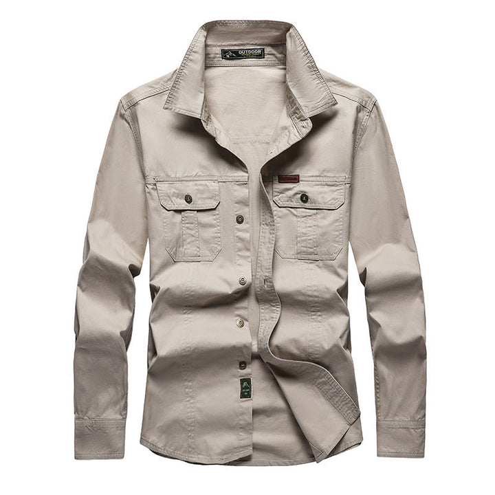 Camicia Cargo Uomo Maniche Lunghe Tessuto Resistente Vestibilità