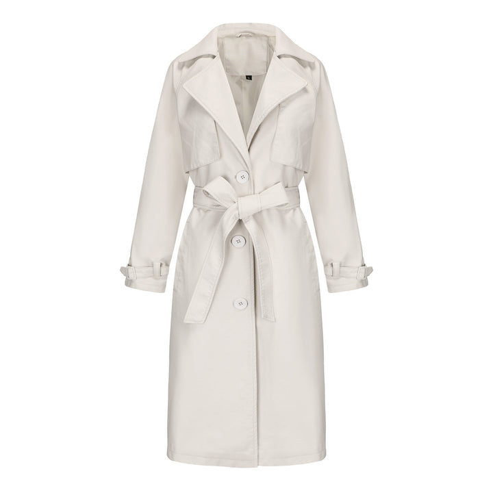 Trench lungo Donna con Revers Larghi e Cintura Elegante