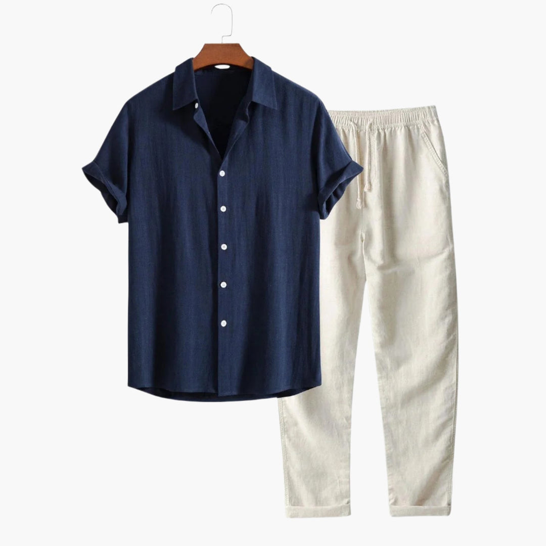 Set Uomo Camicia e Pantaloni Estivi Vestibilità Regular