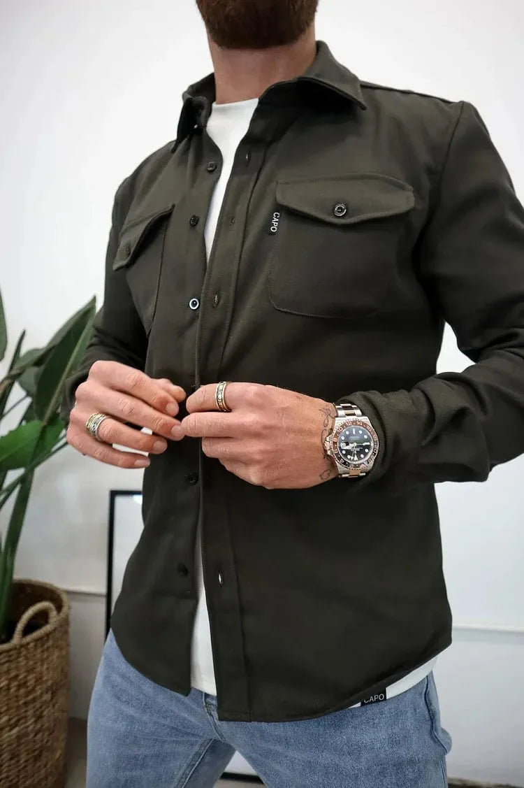 Camicia Uomo Bottoni Eleganti Tessuto Morbido Classica