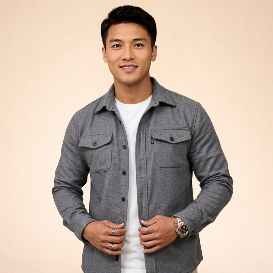Camicia Giacca Uomo Tessuto Traspirante Slim Fit