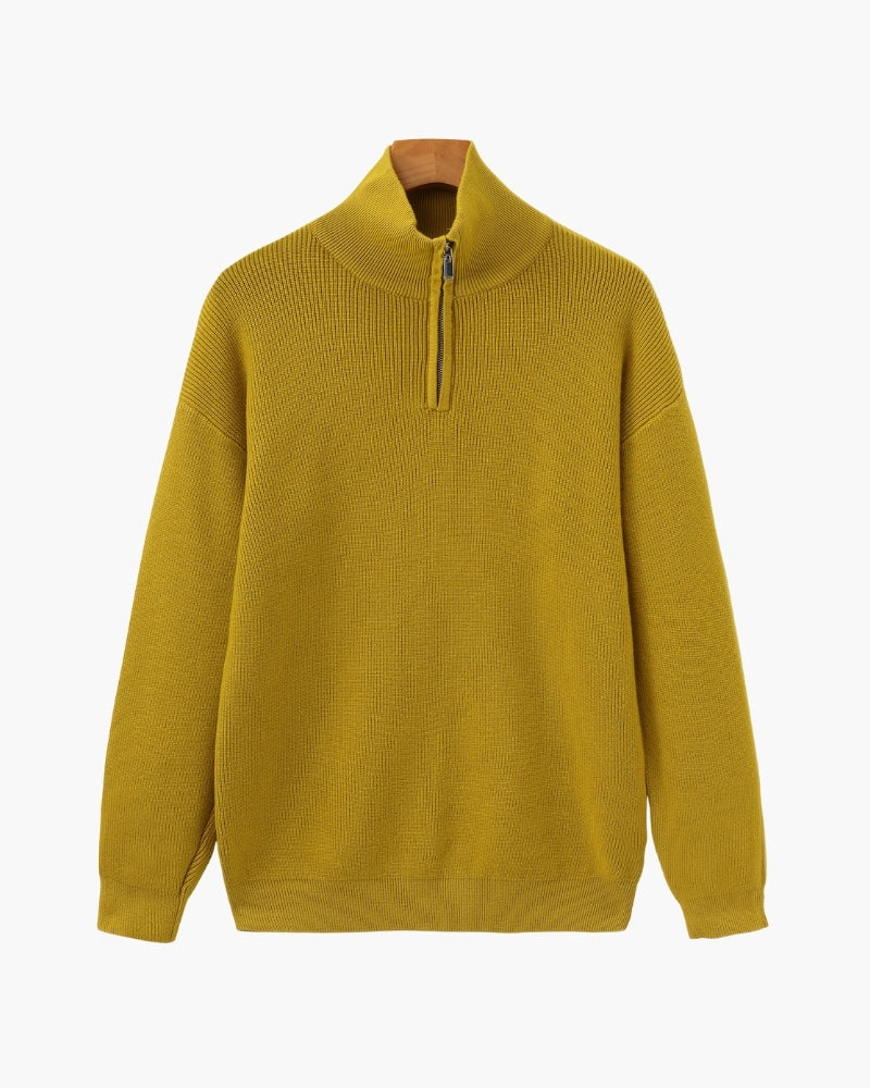 Pullover Uomo Mezzo Zip Maglia Tecnica Strutturata
