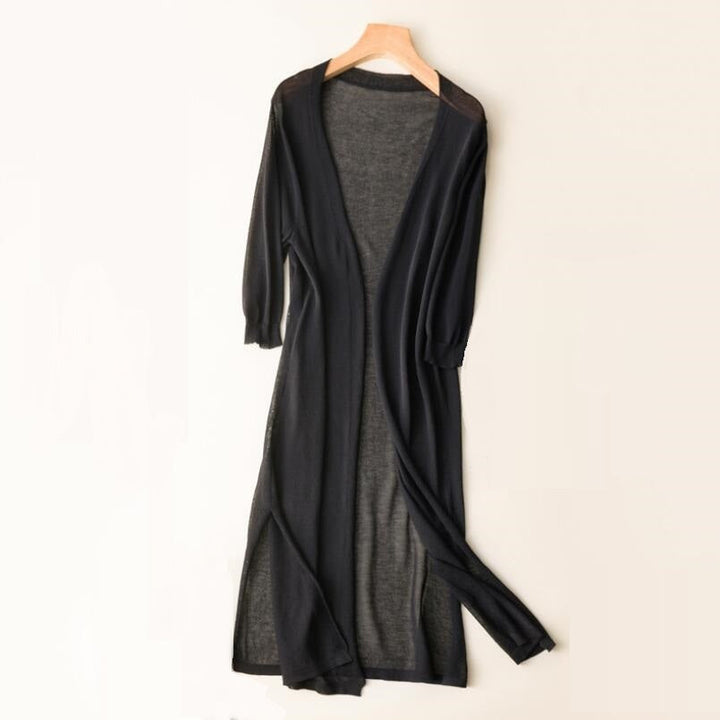 Cardigan Lungo Donna Leggero Aperto Manica Lunga