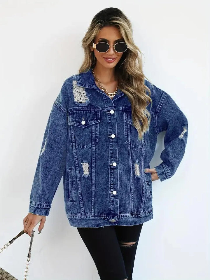 Giacca Donna Denim Impermeabile Foderata Oversize