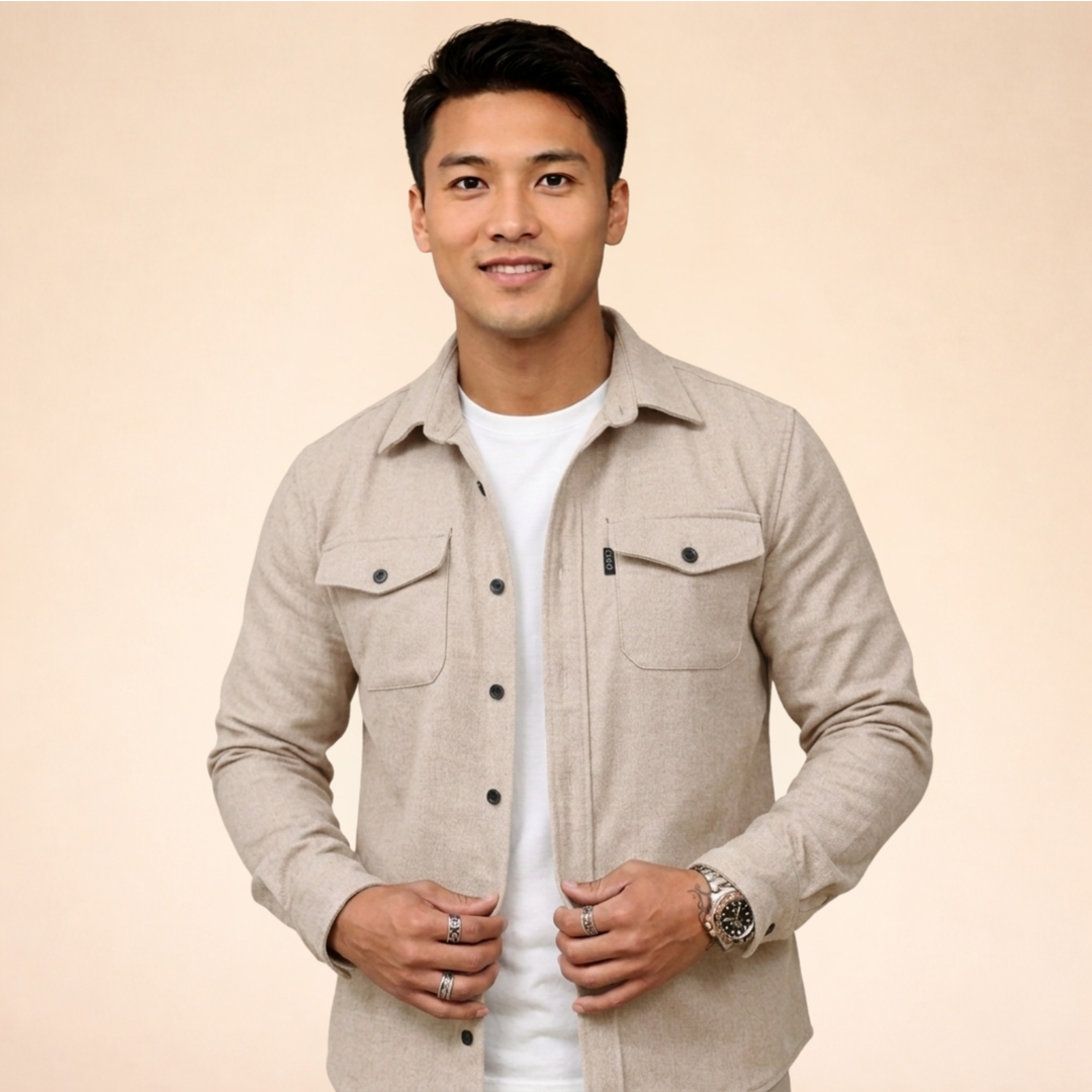 Camicia Giacca Uomo Tessuto Traspirante Slim Fit