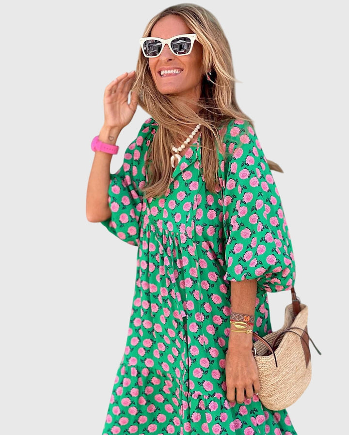 Abito Maxi Donna Linea Libera Stile Boho Romantico