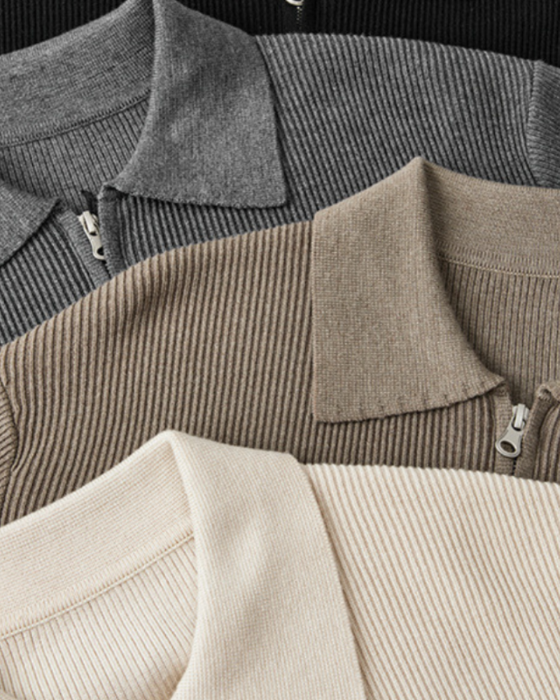 Gilet Uomo in Lana con Zip Vestibilità Classica