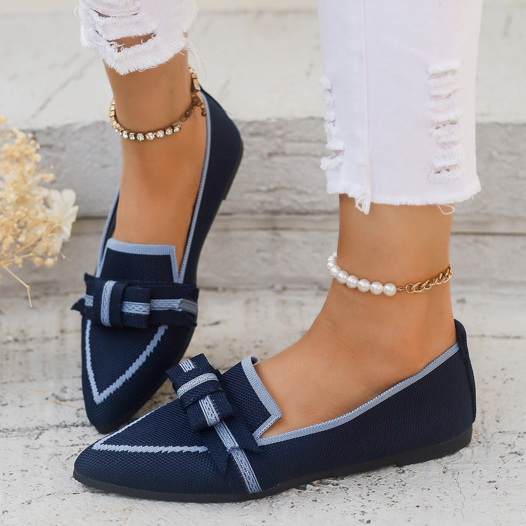 Ballerine Donna in Pelle con Fiocco Tacco Basso