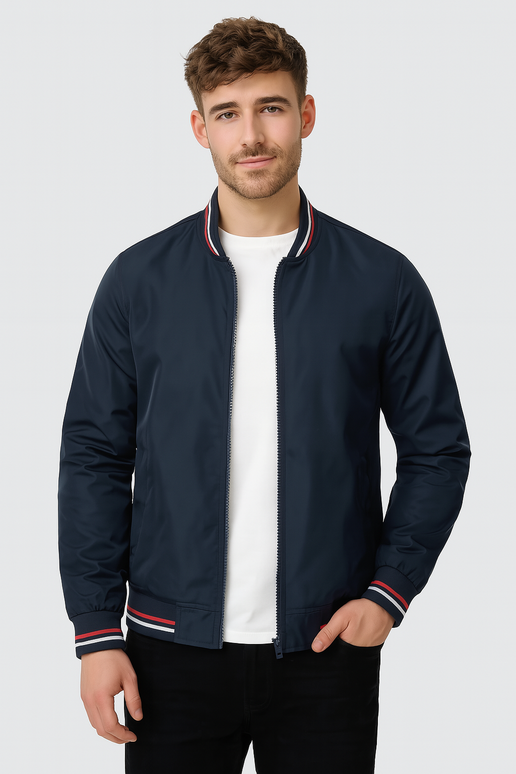Giacca Uomo Antivento Elegante Vestibilità Regolare