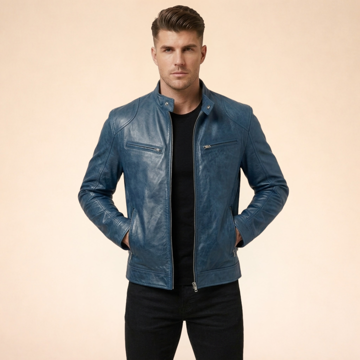 Giacca Uomo in Pelle Stile Elegante Slim Fit
