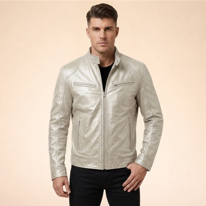 Giacca Uomo in Pelle Stile Elegante Slim Fit