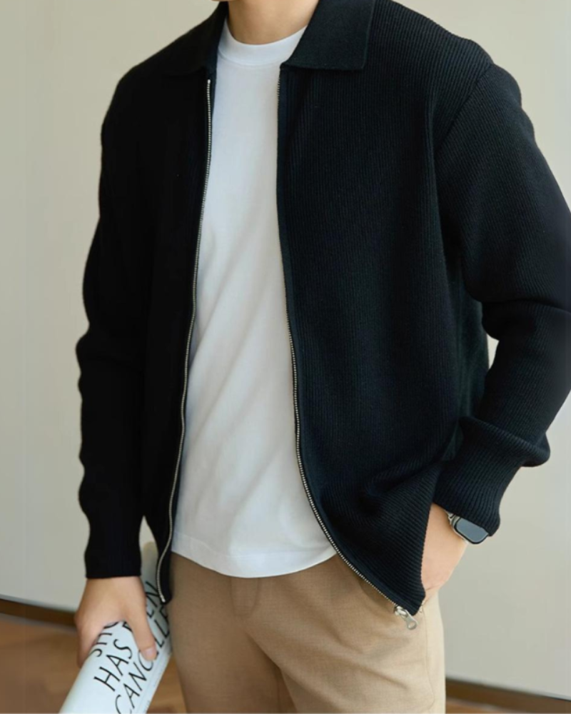 Gilet Uomo in Lana con Zip Vestibilità Classica