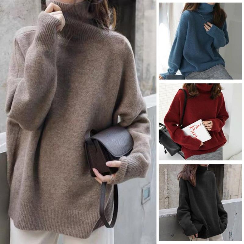 Maglione Donna Dolcevita Maglia Ampia Comoda