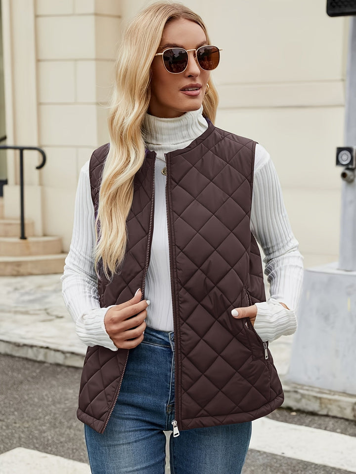 Gilet Donna Trapuntato Smanicato Elegante Slim Fit