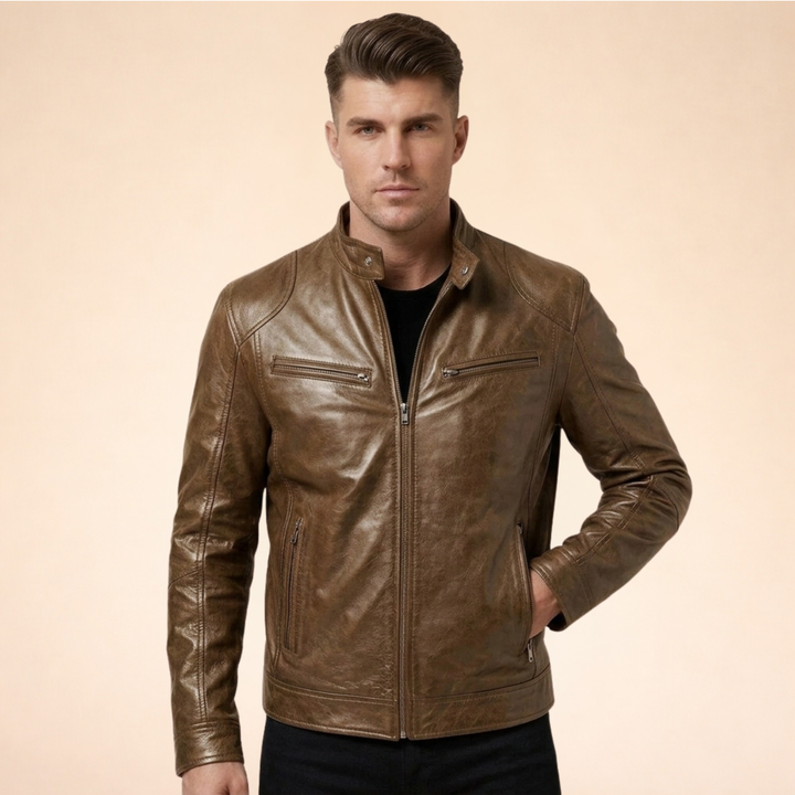 Giacca Uomo in Pelle Stile Elegante Slim Fit