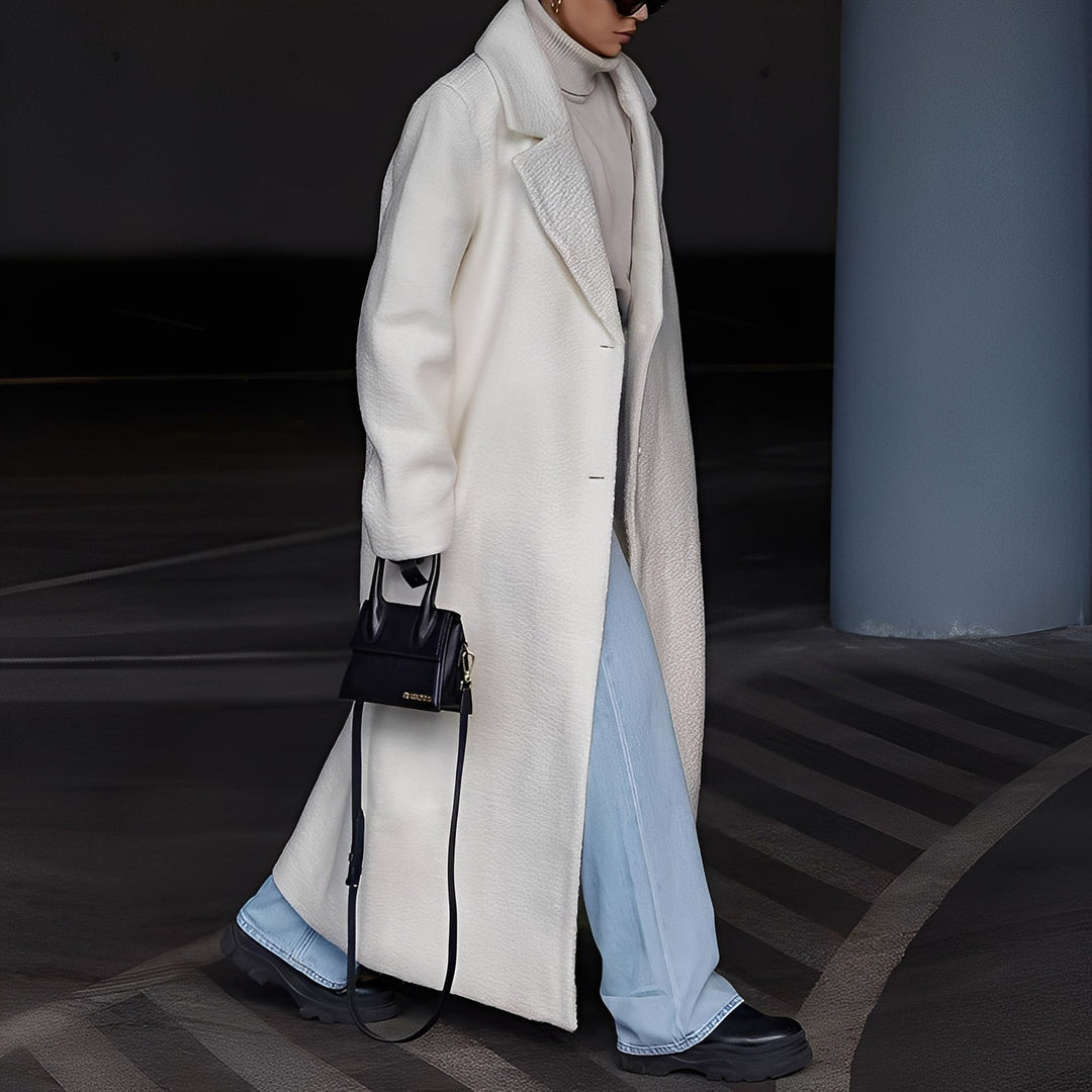 Cappotto Lungo Donna in Finta Lana Oversize con Bottone Singolo - Vesarelli