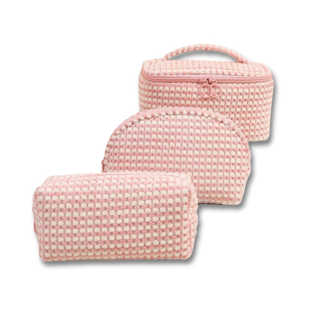 Set Astucci Cosmetici Donna in Velluto a Coste Morbido Versatile - Vesarelli