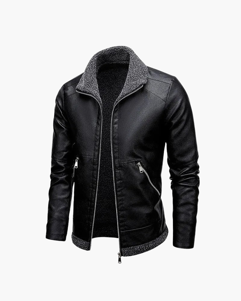 Giacca Uomo in Pelle con Interno in Fleece Morbido
